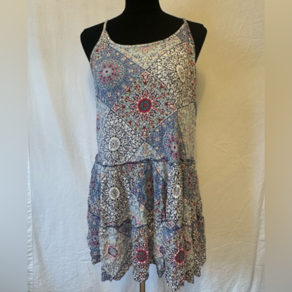 Melissa Paige‎ Petite Boho Patchwork Print Tiered Tank Dress PM